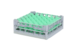 Gläserkorb 500x500mm - maximale Glashöhe 140 mm - mit grüner 6x6-Facheinteilung - maximaler Glasdurchmesser 74mm - 1