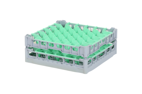 Glass basket 500x500mm - maximum glass height 150 mm - with green 6x6 compartment division - maximum glass diameter 74mm