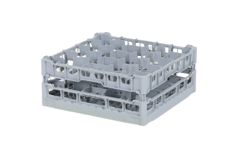 Glass basket 500x500mm - maximum glass height 165 mm - with gray 20-compartment division - maximum glass diameter 99mm