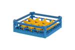 Casier à verres de 500x500mm bleu – hauteur maximale du verre 120 mm – avec une compartimentation jaune 4 x 4 – Ø de verre maximal 113mm   - 1