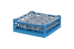 Gläserkorb 500x500mm blau - maximale Glashöhe 135 mm - mit grauer 20-Facheinteilung - maximales Glas-Ø 99mm - 1