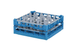Gläserkorb 500x500mm blau - maximale Glashöhe 150 mm - mit grauer 20-Facheinteilung - maximales Glas-Ø 99mm - 1