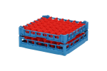 Gläserkorb 500x500mm blau - maximale Glashöhe 150 mm - mit roter 7x7-Facheinteilung - maximaler Glasdurchmesser 63mm - 1
