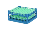 Gläserkorb 500x500mm blau - maximale Glashöhe 180 mm - mit grüner 6x6 Facheinteilung - maximales Glas-Ø 74mm - 1