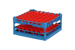 Casier à verres de 500x500mm bleu - hauteur de verre maximale 195 mm - avec séparation rouge en 7x7 compartiments - diamètre de verre maximal 63mm - 1