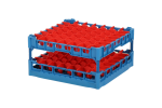 Gläserkorb 500x500mm blau - maximale Glashöhe 225 mm - mit roter 7x7-Facheinteilung - maximaler Glasdurchmesser 63mm - 1
