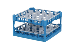 Casier à verres de 500x500mm Bleu - hauteur maximale du verre 240 mm - avec une compartimentation grise en 20 compartiments - Ø de verre maximal 99mm - 1