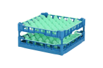 Gläserkorb 500x500mm blau - maximale Glashöhe 210 mm - mit grüner 6x6 Facheinteilung - maximales Glas-Ø 74mm - 1