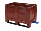 Caisse-palette en plastique type Geo Box - 1000 x 600 mm - avec fond d'entonnoir - 2 semelles - 1