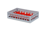 Clixrack Gläserkorb 600 x 400 mm grau - Glashöhe max. 115 mm - mit blauer 5 x 8 Facheinteilung - maximales Ø Glas 66 mm  - 1