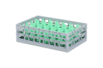 Clixrack Gläserkorb 600 x 400 mm grau - Glashöhe max. 155 mm - mit grüner 33-Facheinteilung - maximales Ø Glas 77 mm  - 1