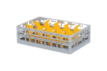 Clixrack Gläserkorb 600 x 400 mm grau - Glashöhe max. 215 mm - mit gelber 3 x 5 Facheinteilung - maximales Ø Glas 110mm  - 1