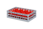 Clixrack Gläserkorb 600 x 400 mm grau - Glashöhe max. 125 mm - mit blauer 5 x 8 Facheinteilung - maximales Ø Glas 66 mm  - 1