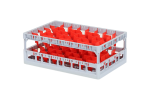 Clixrack Gläserkorb 600 x 400 mm grau - Glashöhe max. 185 mm - mit roter 5 x 8 Facheinteilung - maximales Ø Glas 66 mm  - 1
