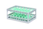 Clixrack casier à verres de 600 x 400 mm - hauteur maximale du verre 215 mm – Avec une cloison verte de 33 compartiments  – Ø de verre maximal 77 mm  - 1