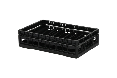 Schotelkorf Clixrack 600 x 400 mm zwart - diepte bord max. 28 mm - met 3 x 12 vakverdeling - maximale Ø bord 115 mm 