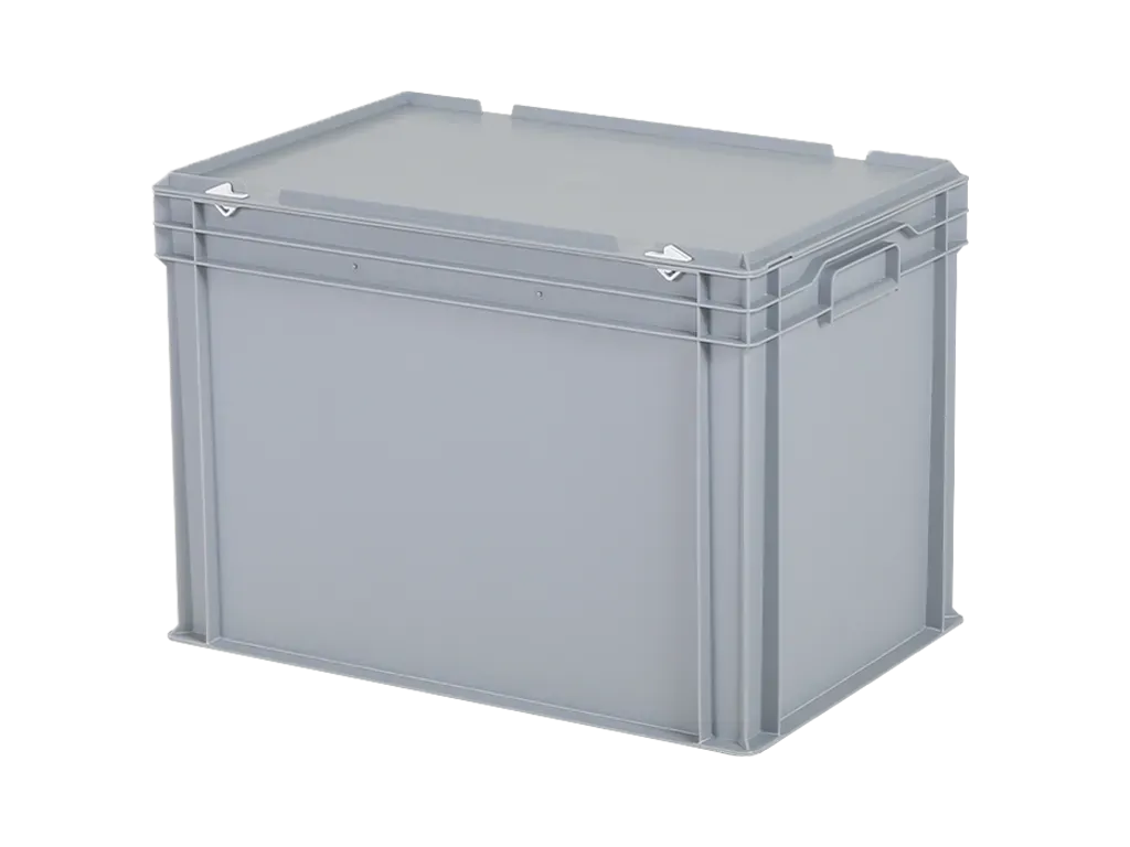 Stacking bin with lid 600 x 400 x H 439 mm - grey