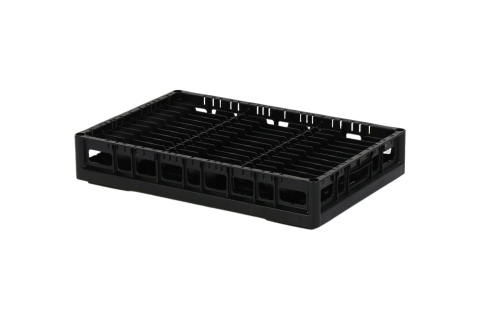 Schotelkorf Clixrack 600 x 400 mm zwart - diepte bord max. 28 mm - met 3 x 12 vakverdeling - maximale Ø bord 72 mm 