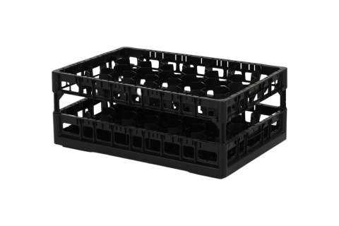 Clixrack Glass basket 600 x 400 mm black - glass height max. 245 mm - with 33-section compartment division - maximum Ø glass 77 mm 