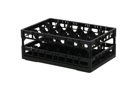 Clixrack Glass basket 600 x 400 mm black - glass height max. 245 mm - with 4 x 6 compartment division - maximum Ø glass 88 mm 