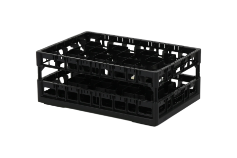 Clixrack Glass basket 600 x 400 mm black - glass height max. 245 mm - with 5 x 8 compartment division - maximum Ø glass 66 mm 