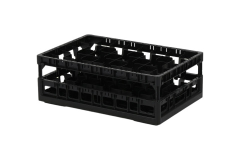 Clixrack Glass basket 600 x 400 mm black - glass height max. 125 mm - with 5 x 8 compartment division - maximum Ø glass 66 mm 
