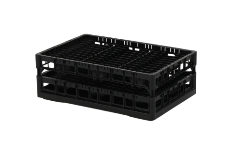 Schotelkorf Clixrack 600 x 400 mm zwart - diepte bord max. 28 mm - met 3 x 12 vakverdeling - maximale Ø bord 170 mm 