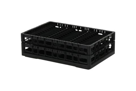 Schotelkorf Clixrack 600 x 400 mm zwart - diepte bord max. 28 mm - met 3 x 12 vakverdeling - maximale Ø bord 145 mm 