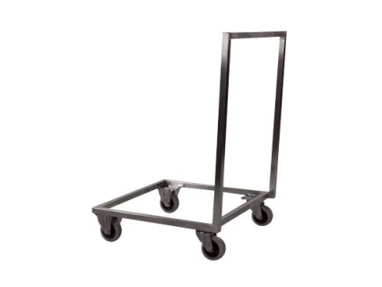 Stainless steel trolley with push bar - for 500 x 500 mm baskets