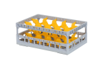 Clixrack Gläserkorb 600 x 400 mm grau - Glashöhe max. 155 mm - mit gelber 3 x 5 Facheinteilung - maximales Ø Glas 110mm  - 1