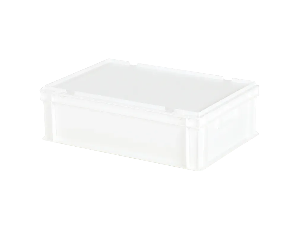 Bac gerbable avec couvercle - 600 x 400 x H 190 mm - Blanc - (fond lisse)