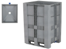 XXL caisse-palette en plastique type SB3 - 1200 x 1000 mm - avec fond d'entonnoir - 2 semelles - 1