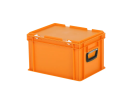 Valise - 400 x 300 x H 250 mm - Orange - bac gerbable avec couvercle et poignée (fond lisse) - 1