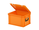 Valise - 400 x 300 x H 250 mm - Orange - bac gerbable avec couvercle et poignée (fond lisse) - 2