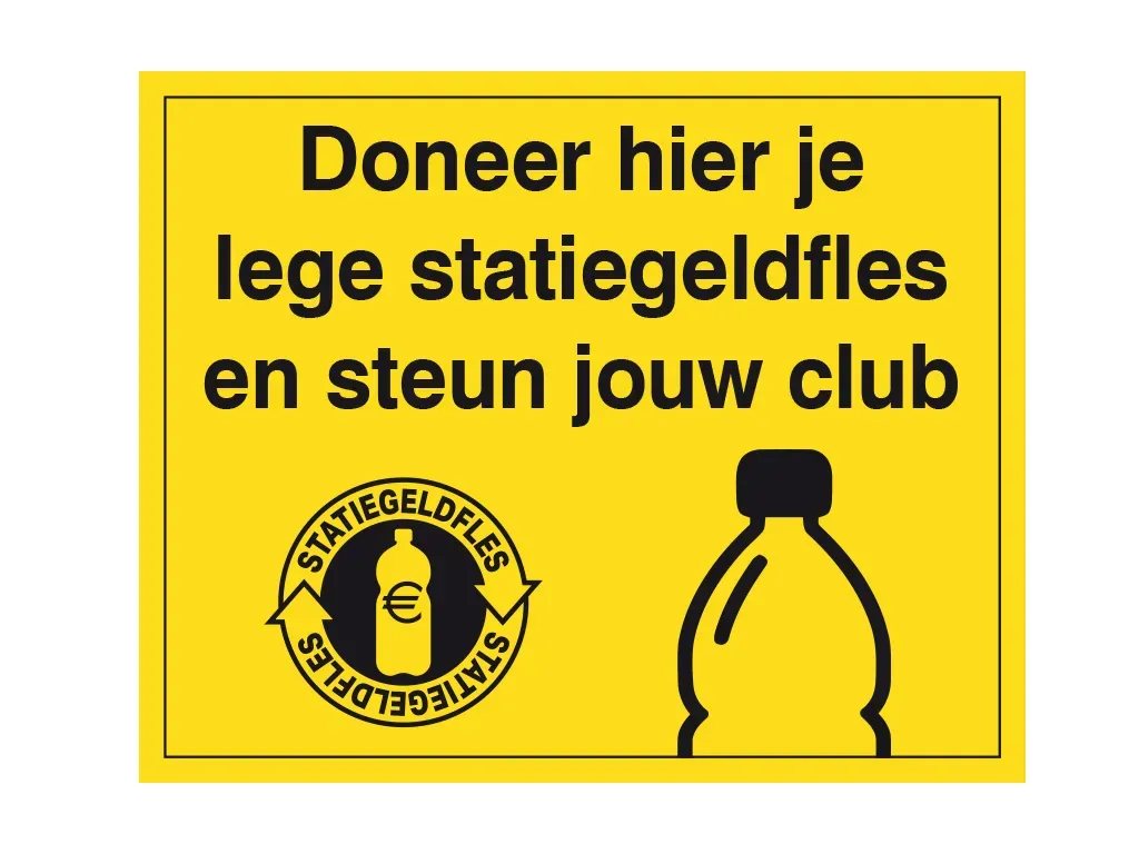 Sticker Doneer hier je lege statiegeldfles en steun jouw club