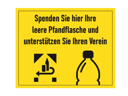 Sticker Spenden Sie hier Ihre leere Pfandflasche und unterstützen Sie Ihren Verein