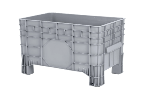 MINI BOX plastic palletbox - 1040x640xH610 mm - on 4 feet - grey