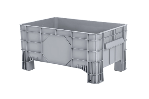 MINI BOX plastic palletbox - 1040x640xH495 mm - on 4 feet - grey