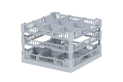 Dishwasher basket 400 x 400 mm - for glass heights from 191 to 240 mm - with 3 x 3 compartmentalization - maximum glass diameter 115mm