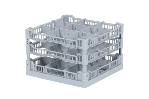 Dishwasher basket 400 x 400 mm - for glass heights from 241 to 252 mm - with 3 x 3 compartmentalization - maximum glass diameter 115mm