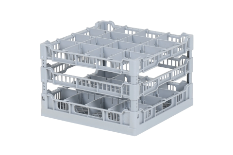 Vaatwaskorf 400 x 400 mm - voor glashoogtes van 191 t/m 240 mm – met 4 x 4 vakverdeling – maximale Ø glas 88mm