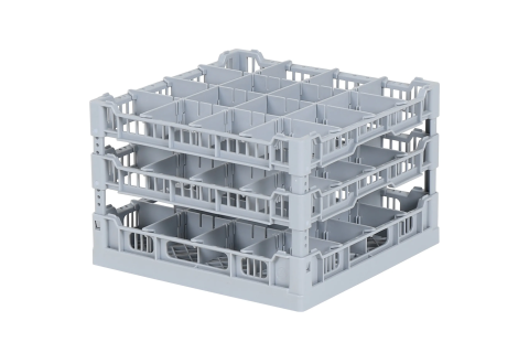 Vaatwaskorf 400 x 400 mm - voor glashoogtes van 241 t/m 252 mm – met 4 x 4 vakverdeling – maximale Ø glas 88mm