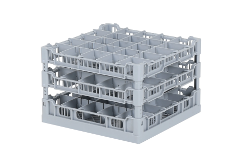 Vaatwaskorf 400 x 400 mm - voor glashoogtes van 241 t/m 252 mm – met 5 x 5 vakverdeling – maximale Ø glas 68mm