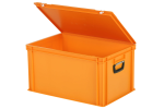 Valise - 600 x 400 x H 335 mm - orange - bac gerbable avec couvercle et poignée (fond renforcé) - 2