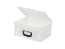 Valise - 400 x 300 x H 190 mm - Blanc - bac gerbable avec couvercle et poignée (fond lisse) - 2