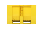 Caisse-palette en plastique type SB3 - 1200 x 1000 mm - 3 semelles - jaune - 4