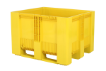 Caisse-palette en plastique type SB3 - 1200 x 1000 mm - 3 semelles - jaune - 1