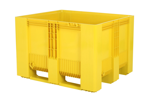 Caisse-palette en plastique type SB3 - 1200 x 1000 mm - 3 semelles - jaune