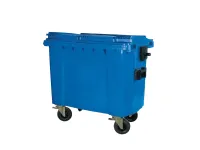 4-wiel kunststof afvalcontainer - 660 liter - blauw