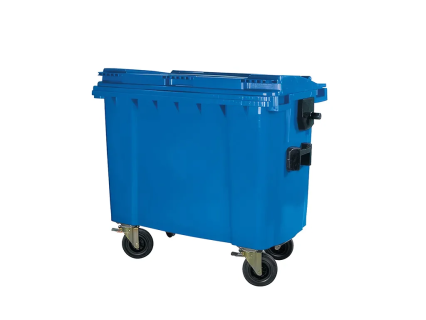 Four-wheeled 660 litre waste container - blue